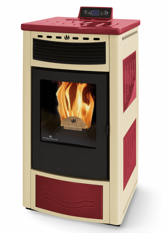 Poêle à granules ventilé céramique ORIGINE PHEBO Maia Bicolore 12.7 kW