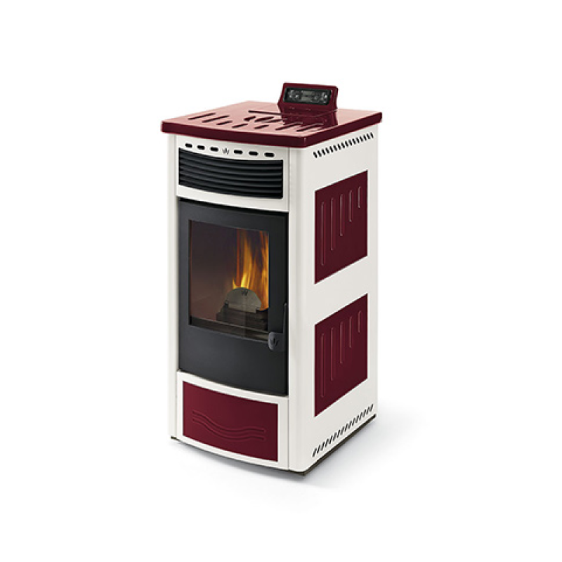 Poêle à granules ventilé céramique ORIGINE PHEBO Maia Bicolore 12.7 kW