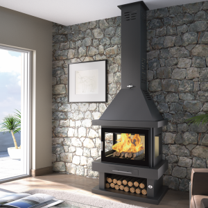 Poêle à bois cheminée 3 vitres - FIREMATIC Vegas 13.8 kW