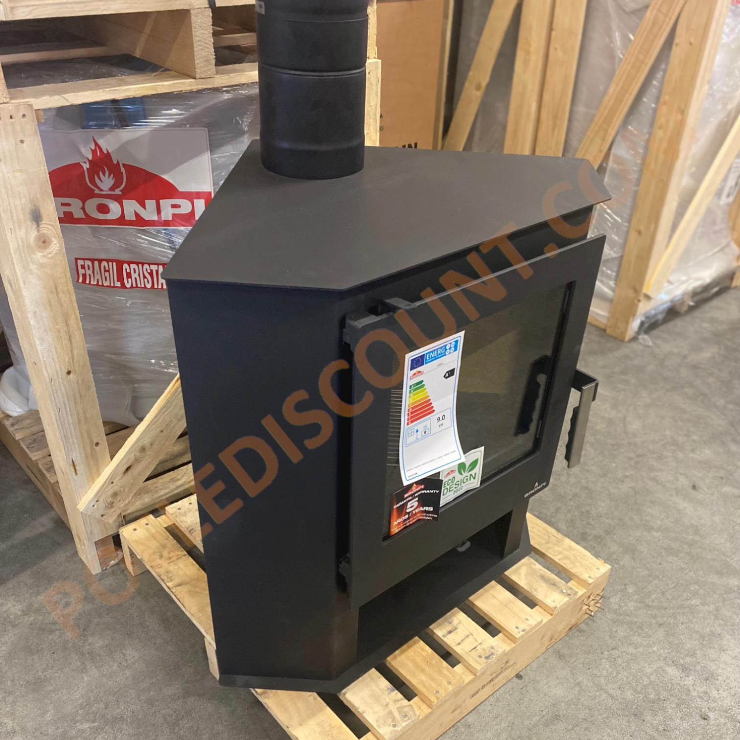 Poêle à bois d'angle BRONPI Lerma 9 kW