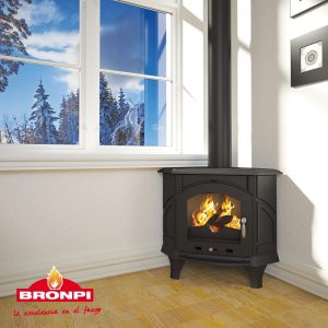 Poêle à bois d'angle en fonte - BRONPI Altea 12 kW