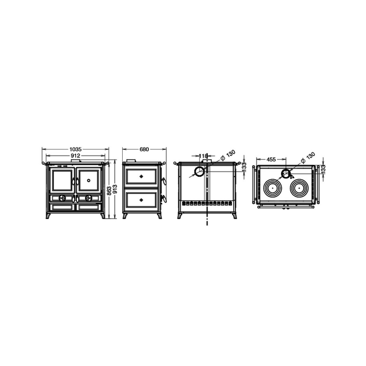 Cuisinière à bois en céramique - THERMOROSSI Viola Evo 12.1 kW