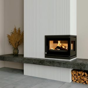 Insert à bois d'angle ventilé - FIREMATIC Lora-D 12.6 kW