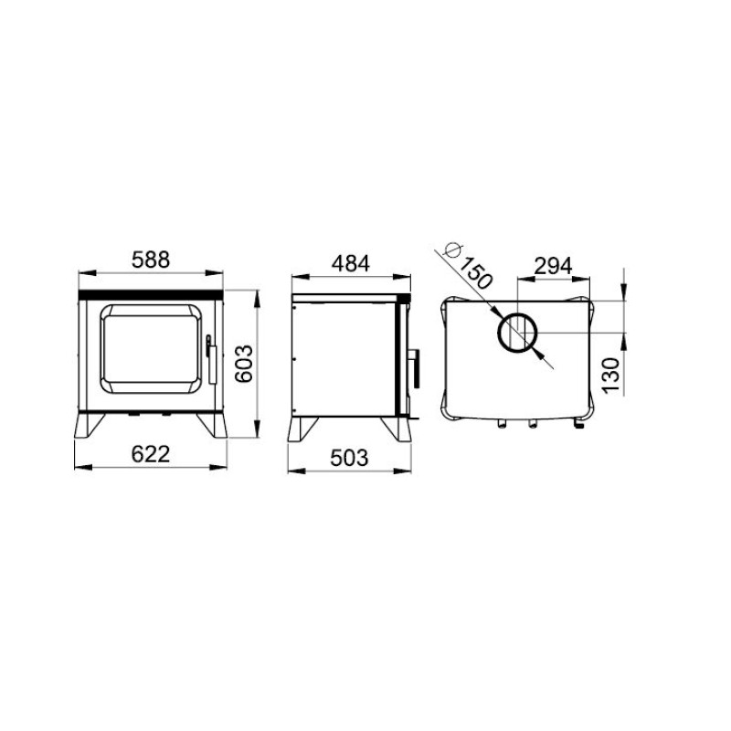Poêle à bois raccordable BRONPI Orly 6 kW