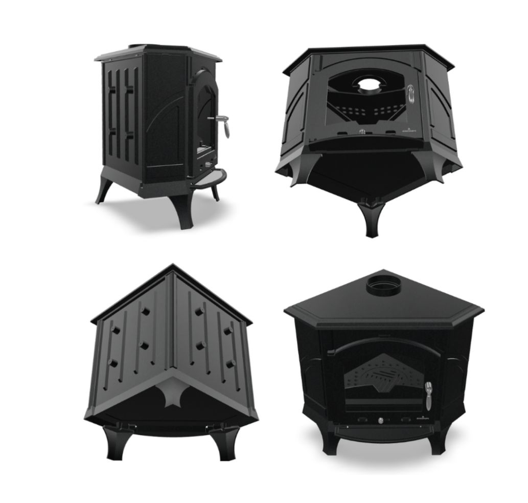 Poêle à bois d'angle en fonte - BRONPI Altea 12 kW