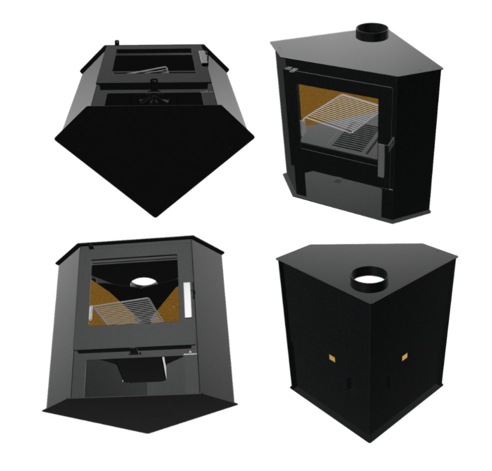 Poêle à bois d'angle BRONPI Lerma 9 kW