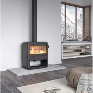 Poêle à bois en fonte raccordable - DOVRE Rock 350WB 7kW