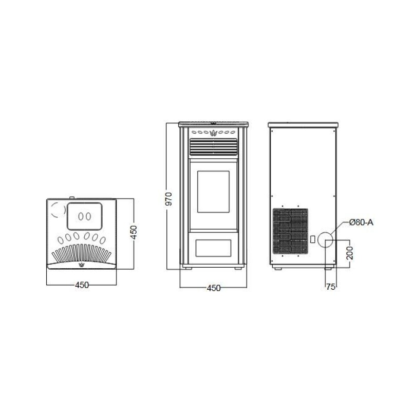 Poêle à granules en céramique - PHEBO Gea 5S-8 7.5 kW
