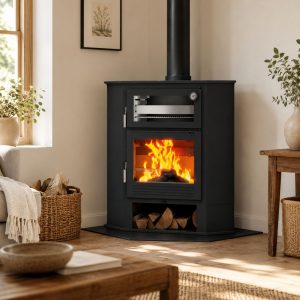 Poêle à bois d'angle avec four - FIREMATIC Akron 9.5 kW