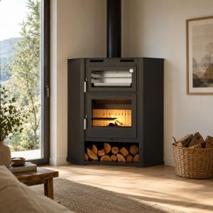 Poêle à bois d'angle avec four - FIREMATIC Flint 9.5 kW