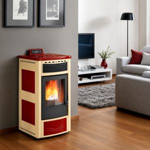 Poêle à granules ventilé céramique ORIGINE PHEBO Maia Bicolore 12.7 kW
