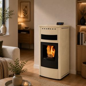Poêle à granules ventilé céramique - ORIGINE PHEBO Maia Maxi 12.7 kW