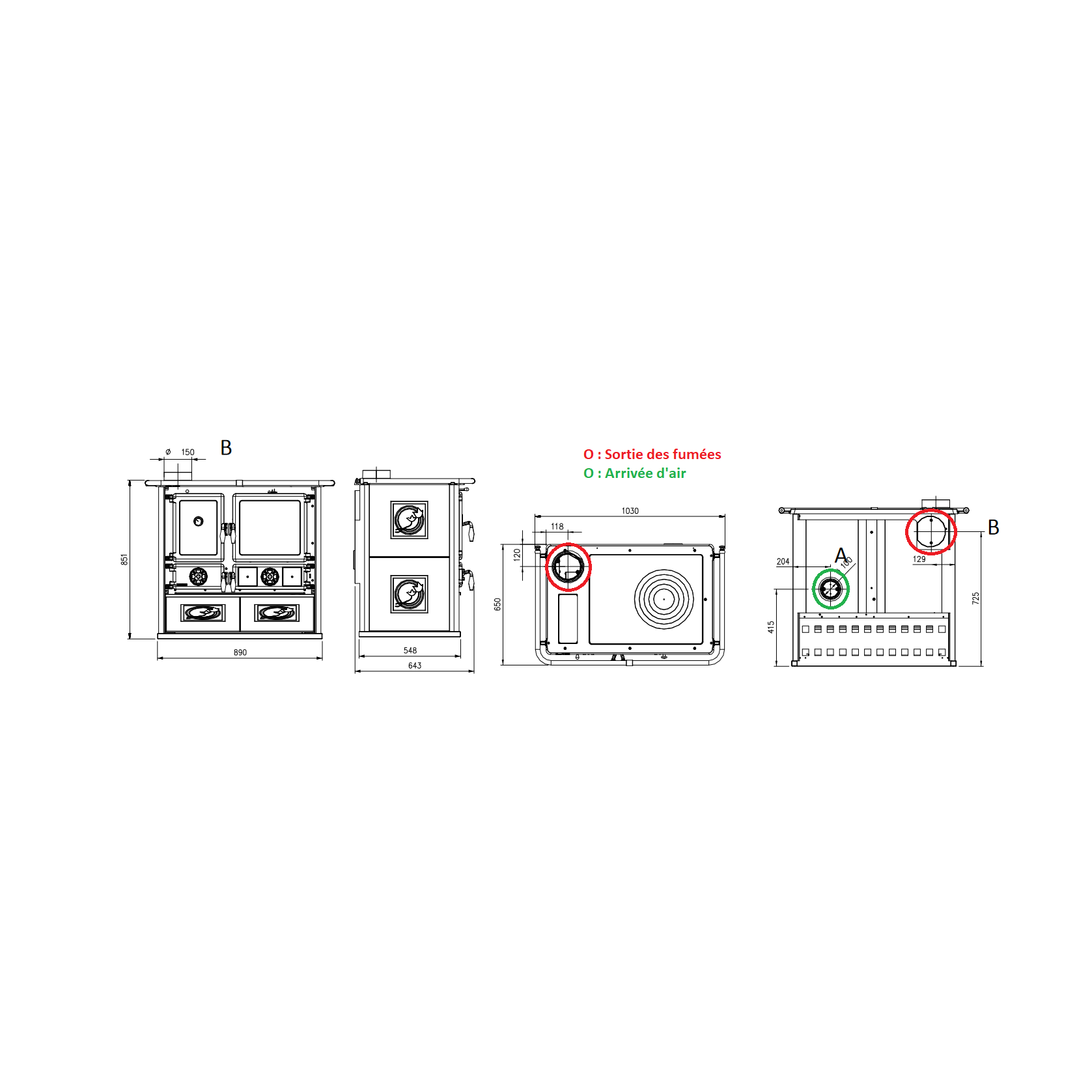 Cuisinière à bois raccordable - LA NORDICA Rosa SX Reverse.16 Ceramica 8.2 kW