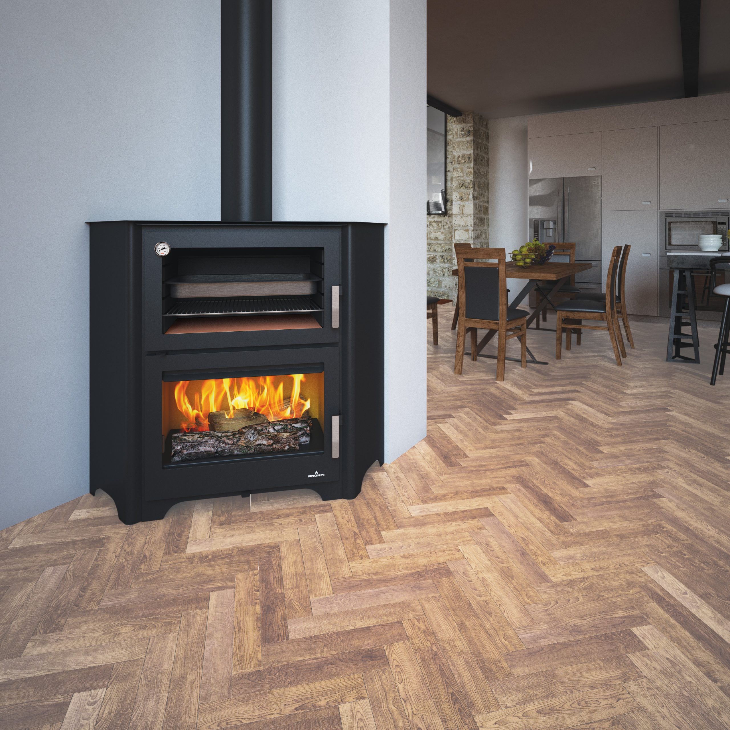 Poêle à bois raccordable avec four - BRONPI Murano - R 14 kW