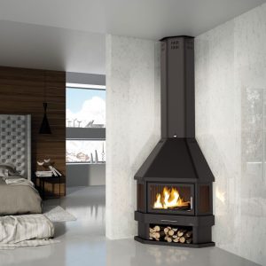 Cheminée à bois d'angle BRONPI Lorca R 14 kW