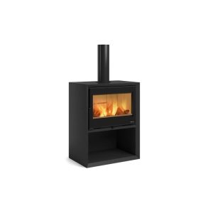 Poêle à bois raccordable La Nordica Dante.16 avec range-bûches 12.4 kW