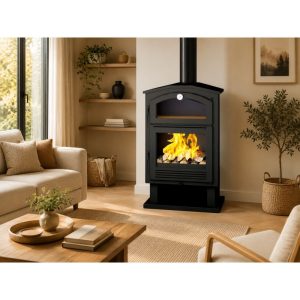 Poêle à bois FIREMATIC Jersey 9.5 kW avec four en brique réfractaire