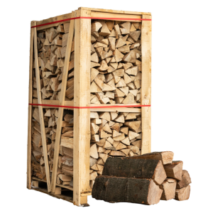 Bois de chauffage 100 % hêtre séché au four, bûches de 33 cm – Caisse de 3 stères prête à brûler