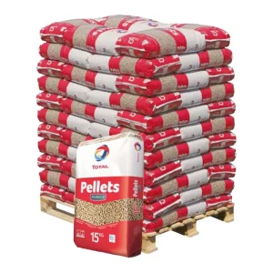 Granulés de bois Total Premium DIN Plus et EN Plus A1 – Palette de 66 sacs de 15 kg