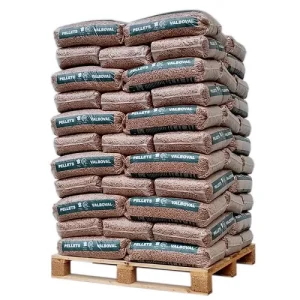 Granulés de bois Valboval 100 % résineux DIN Plus fabriqués en France – Palette de 65 sacs de 15 kg